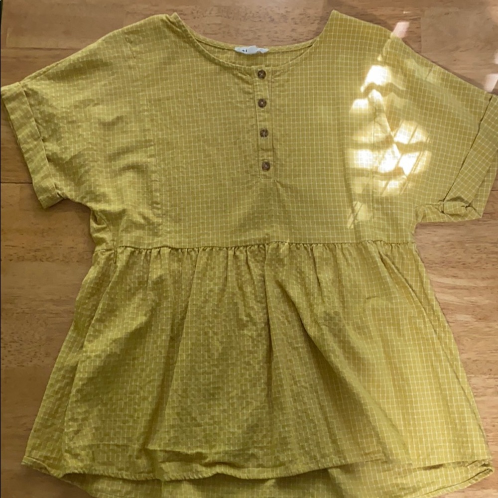 Roolee Peplum grid top